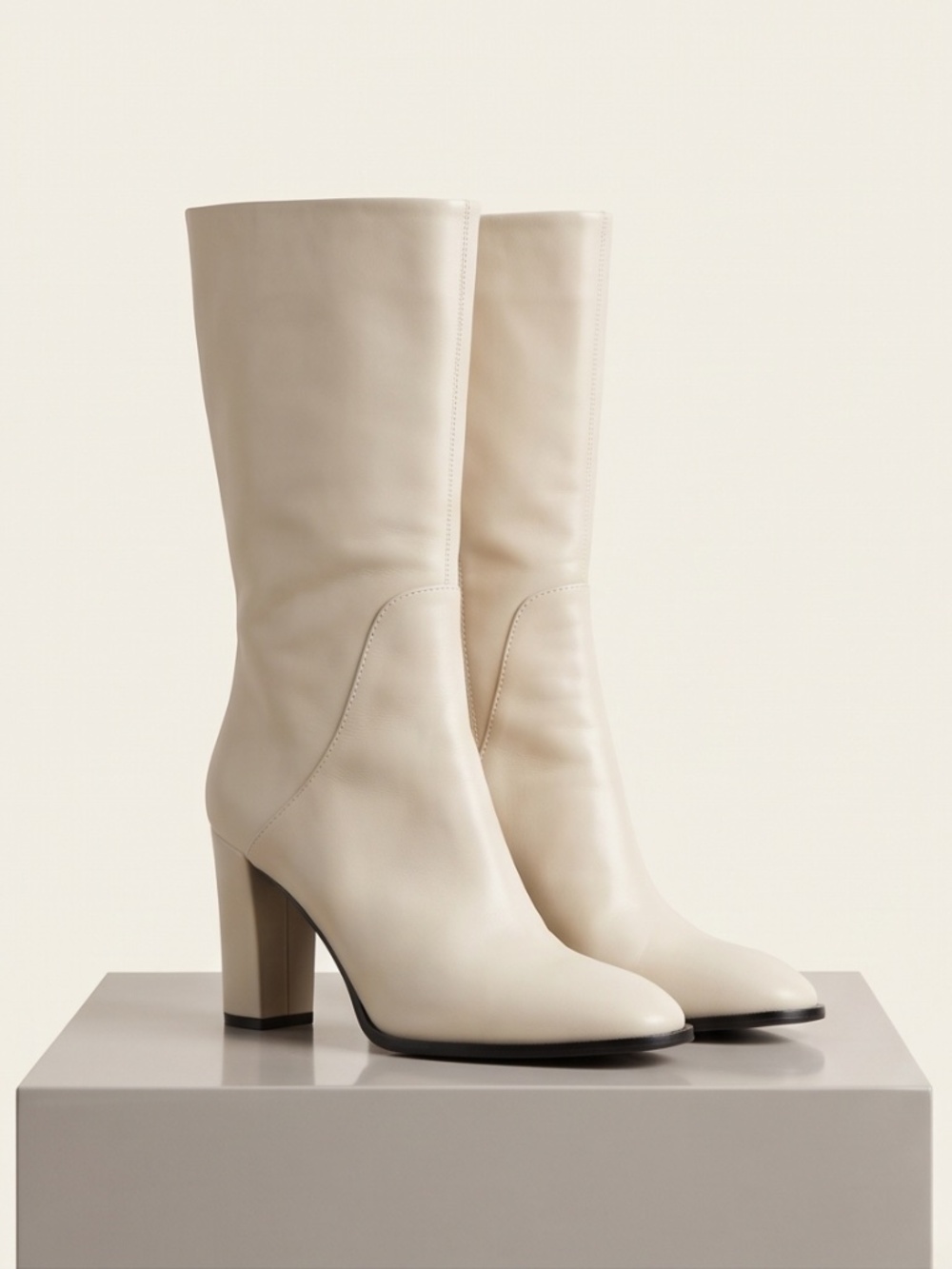 Via Spiga Cream Leather Boot